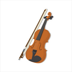 Fototapeta premium This is a stylized, two-dimensional illustration of a violin and its bow.