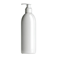 White plastic pump bottle, glossy finish, vertical