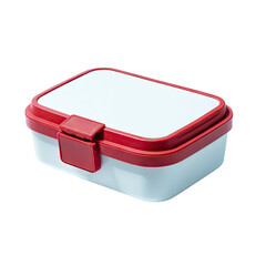 Rectangular lunchbox with red accents and a white interior