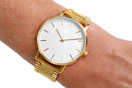 Modern Gold Elegant Round Watch on Wrist Timepiece Accessory. Ai Generated Images