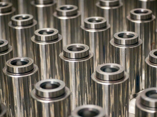 Close-up view of metal rollers used in industrial machinery during production