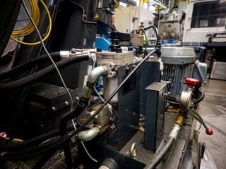Hydraulic system components in a manufacturing facility during operational showcasing