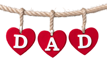Festive Hanging Father's Day Heart Decoration with Letters DAD Still Life. Ai Generated Images