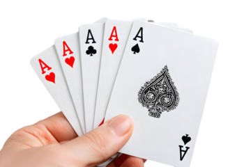 Close Up Holding Aces Hand in Playing Card Game. Ai Generated Images