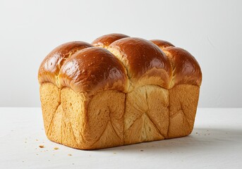 Freshly Baked Brioche Bread on Smooth White Background 