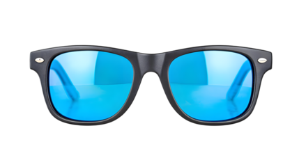 Close Up Modern Style Blue Lens Fashion Eyewear Accessory on Black. Ai Generated Images