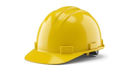 Fototapeta premium Yellow hard hat isolated on white background, essential safety gear for construction and industrial work