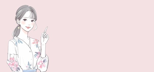 Fototapeta na wymiar 水彩画・手描き風の女性・女の子のイラスト素材