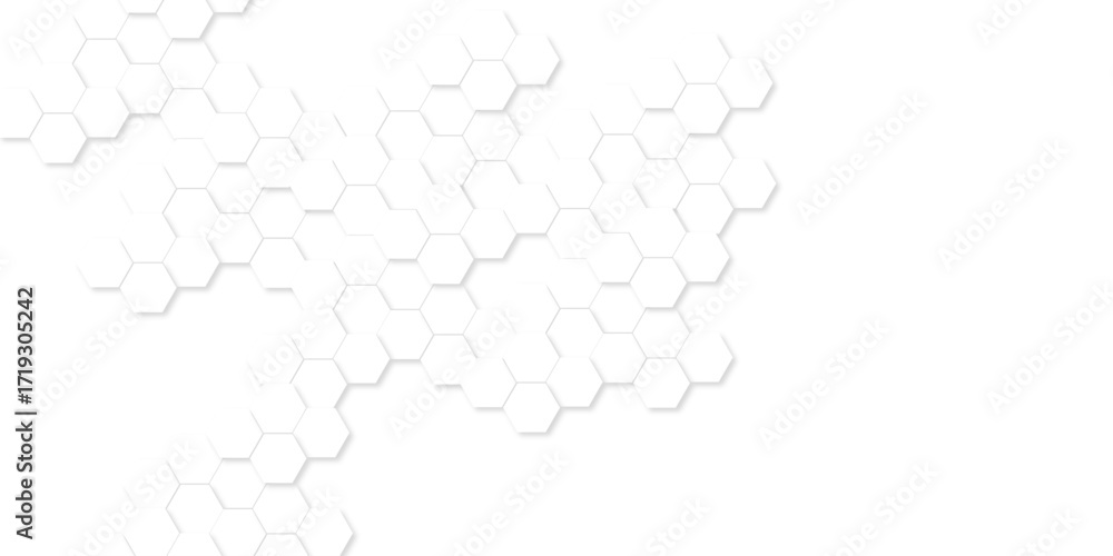 Poster abstract technology background vector white hexagon background. hexagon paper texture and futuristic