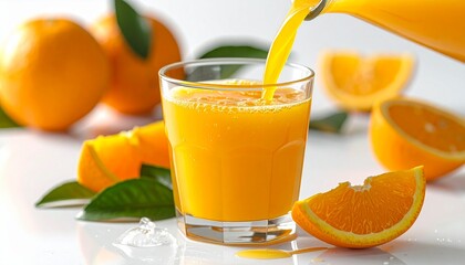 Fresh Orange Juice Pouring into a Glass A Refreshing and Healthy Beverage