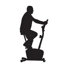 Silhouette of a person on an elliptical trainer, capturing cardio exercise and indoor fitness. Evokes energy, focus, health, and motivation for workouts, gyms, and home fitness setups.
