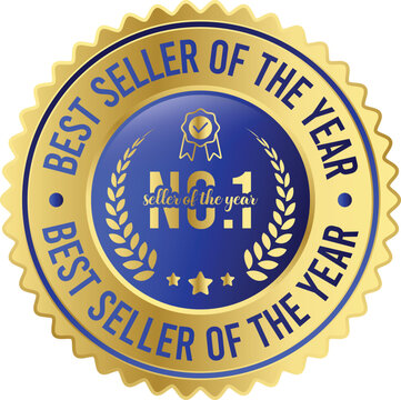 Best Seller of the Year Badge No.1 Award Seal Gold and Blue Premium Emblem