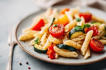 Pasta with zucchini and cherry tomatoes