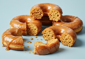 Freshly Sliced Apple Cider Donuts on Soft Cotton Background 