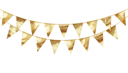 golden flags streamer isolated on transparent background