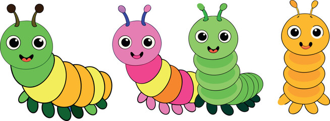 cartoon caterpillar illustration, cute caterpillar cartoon, funny caterpillar drawing, adorable bug character, smiling caterpillar vector, happy caterpillar cartoon, baby caterpillar artwork, playful 