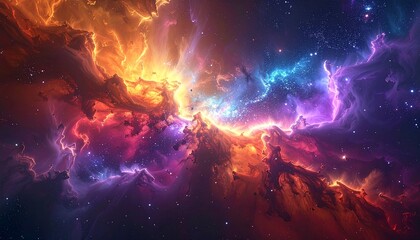 Celestial masterpiece of a glowing interstellar gas cloud, a beautiful and vibrant cosmic nebula in the deep expanse of space