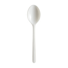 A single, white plastic spoon, viewed from above
