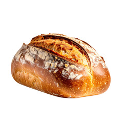 Rustic sourdough loaf with a crackled, golden-brown crust, exhibiting a light interior and slightly irregular shape