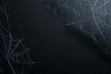 Halloween spider web corners, empty dark gradient background