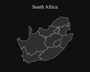 South Africa map provinces grey dark background 