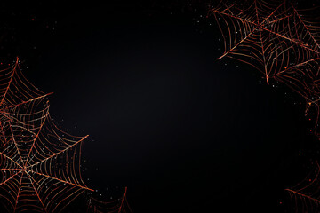 Halloween spider web corners, empty dark gradient background