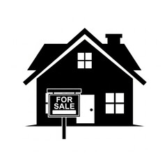 real estate icon, house for sale vector, real estate vector, Home for sale , For sale sign silhouette , Selling a home vector, house icon