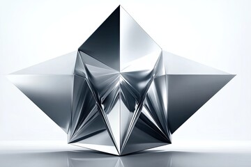 Abstract, metallic, star-shaped form, reflective
