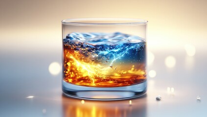 Liquid mix in glass, vibrant colors