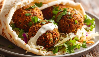 Classic Falafel Dish in Pita Bread – Traditional Middle Eastern Street Food