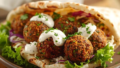 Classic Falafel Dish in Pita Bread – Traditional Middle Eastern Street Food