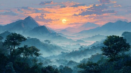 Obraz premium sunset in the mountains