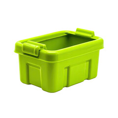 Bright lime green plastic storage box with handles