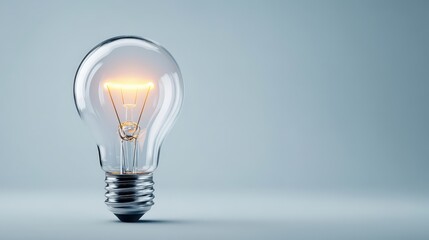 Bright Light Bulb Illuminating in a Minimalist Setting with Soft Background Colors