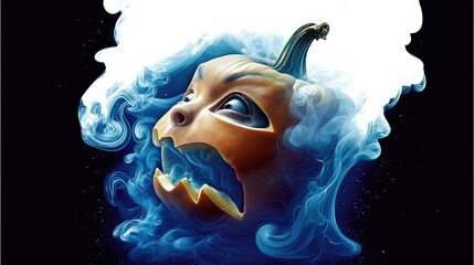 Pumpkin Halloween Spooky Smoke Surreal Fantasy Art