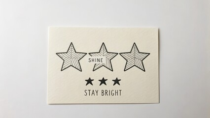 Hand Drawn Stars Card with Inspirational Quote Shine Stay Bright