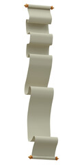 un long rouleau de parchemin d&eacute;pli&eacute; pour long message &agrave; d&eacute;clamer - rendu 3D sur fond transparent