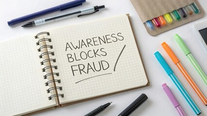 Handwritten Awareness Message on Notebook with Colorful Pens and Markers