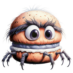 Fototapeta premium Halloween Fast Food Monsters A quirky, animated burger with large eyes and hairy features.
