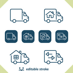 Truck Icons. Delivery Truck, Moving Truck, Van Icon