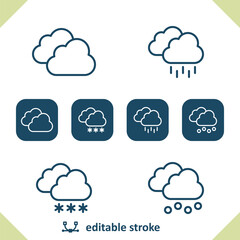 Weather Icons. Cloud, Cloudy, Clouds, Rain, Raining, Snow, Snowing, Hail