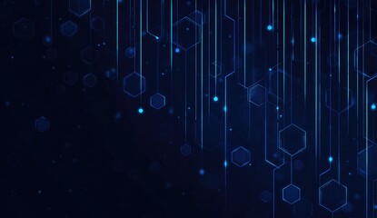 Abstract digital background with glowing lines and hexagons