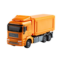 Fototapeta premium Orange toy truck, cab-over-engine design, boxy cargo bed