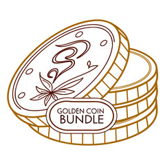 Vector art of golden coin bundle illustration stack of coins with floral design financial wealth, investment, currency, and money concept vector illustration