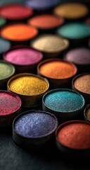 Naklejka premium Close-up of colorful eyeshadows in a palette