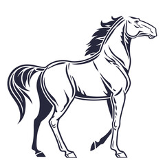 Obraz premium Elegant black and white illustration of a majestic horse in profile view