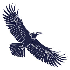 Obraz premium A majestic raven soars through the air with outstretched wings