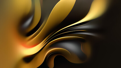 Dynamic Abstract Background With Flowing Golden and Black Curves