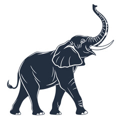 Obraz premium Elegant silhouette of a majestic elephant raising its trunk high