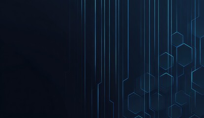 Dark tech background with glowing hexagons and lines
